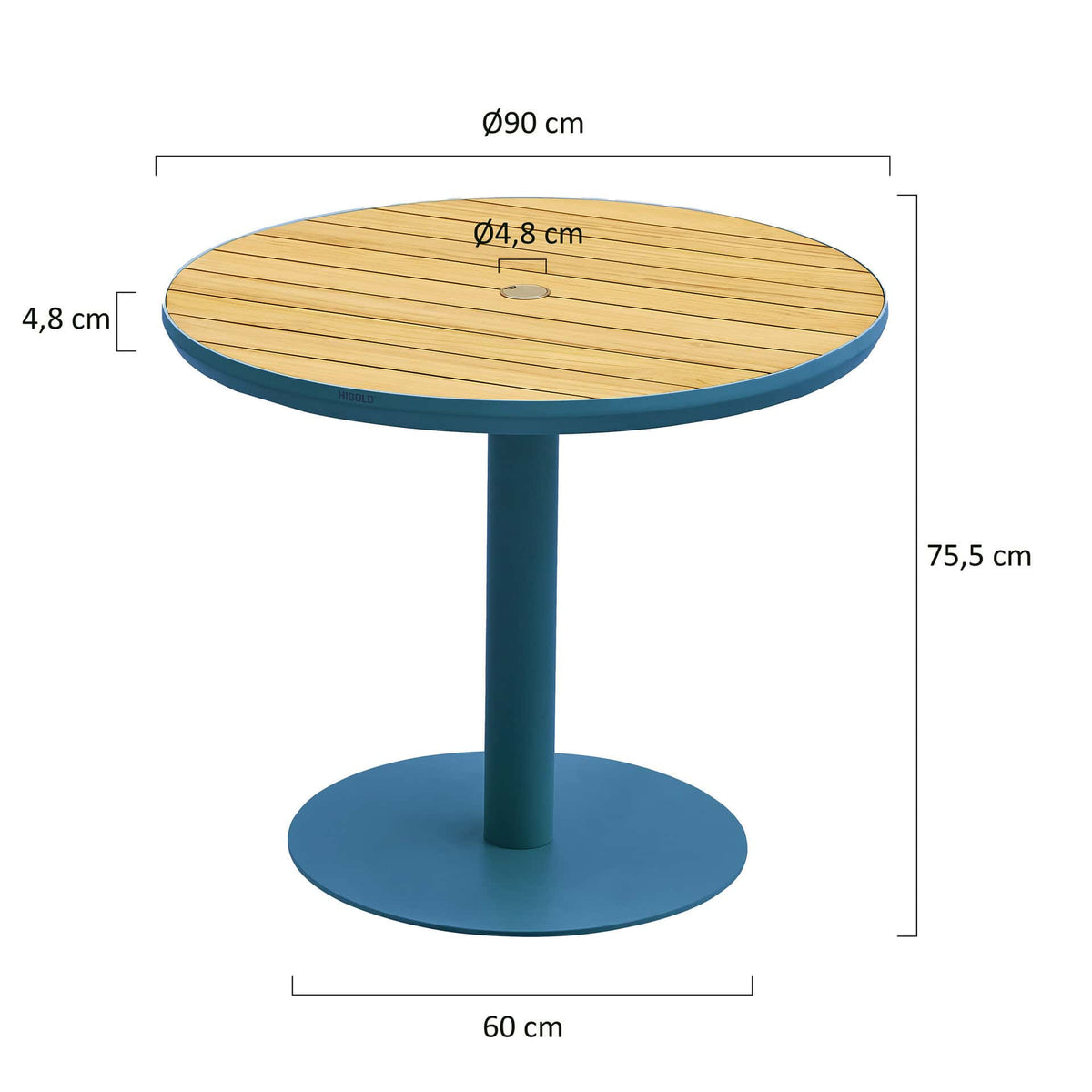 Bali Terrastafel – Ø90cm – Blauw