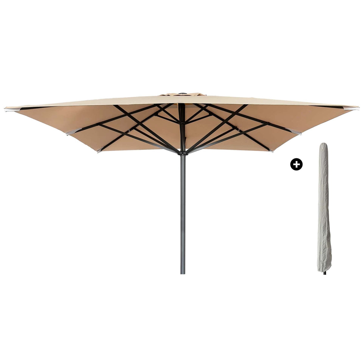 Liva Parasol – 400x400cm – Ecru/Antraciet