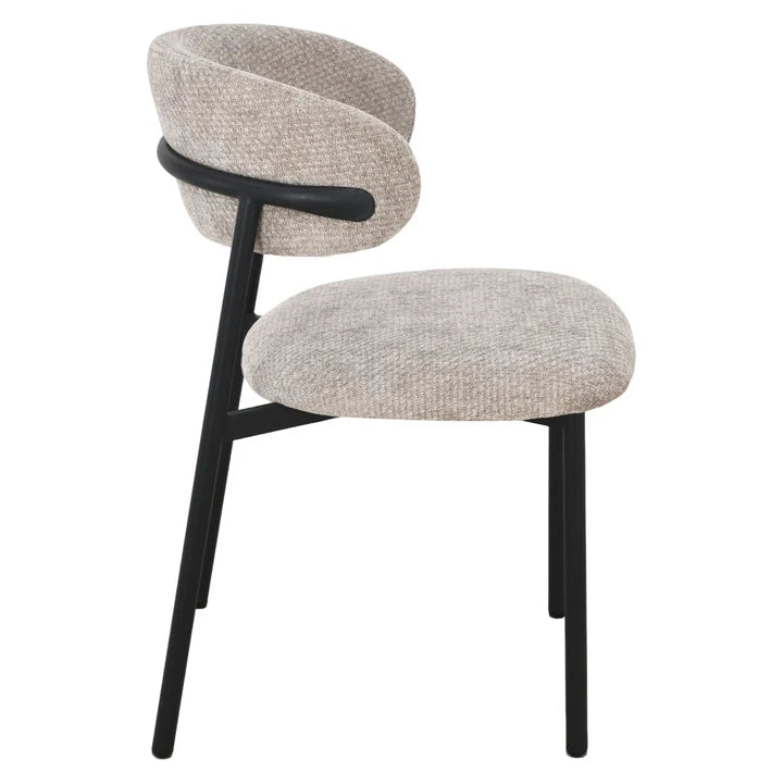 Sora Stoel - Beige Chenille - Zwart