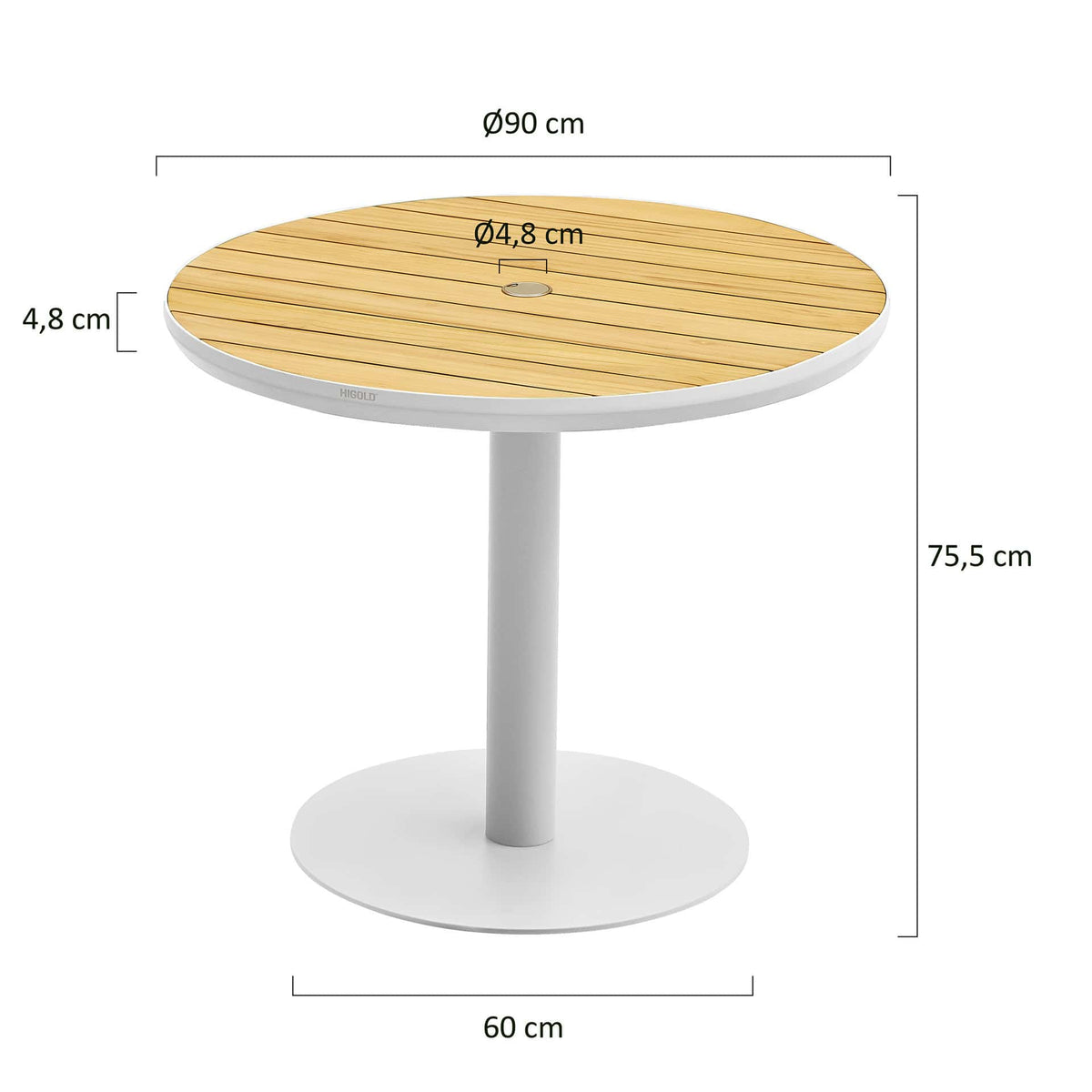 Bali Terrastafel – Ø90cm – Wit