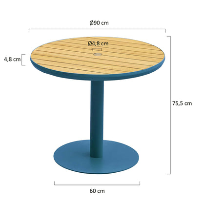 Bali Terrastafel – Ø90cm – Blauw
