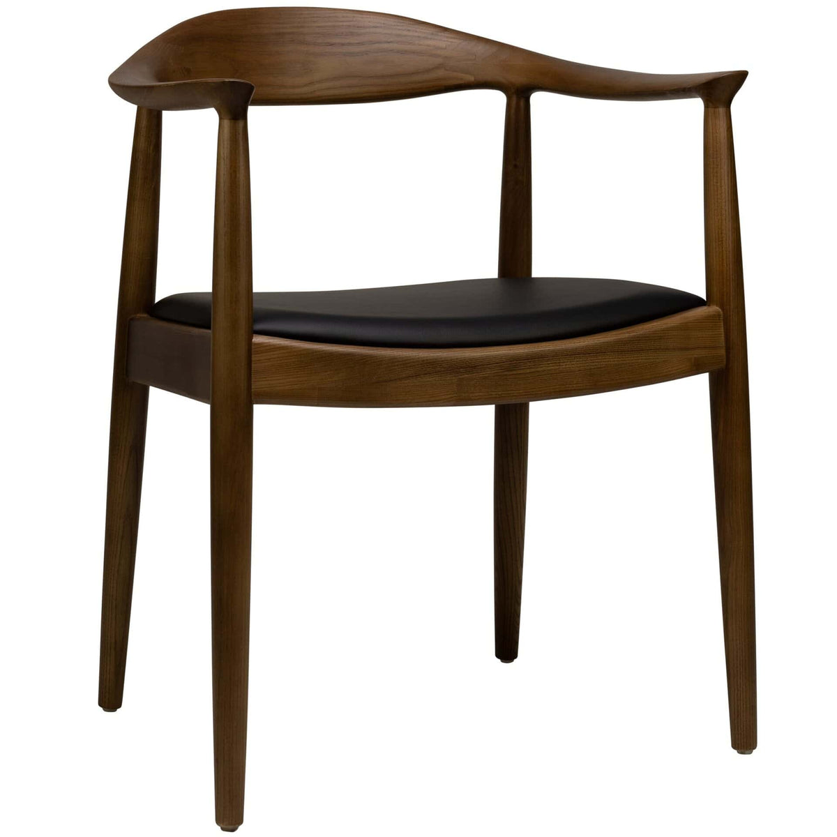 Nordic Armstoel – Essenhout – Zwart PU Leder