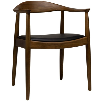 Nordic Armstoel – Essenhout – Zwart PU Leder