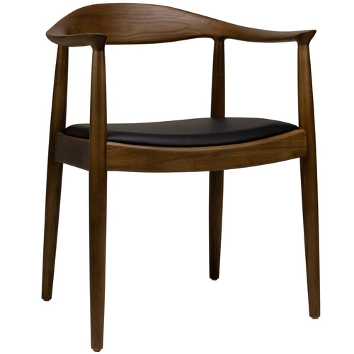Nordic Armstoel – Essenhout – Zwart PU Leder