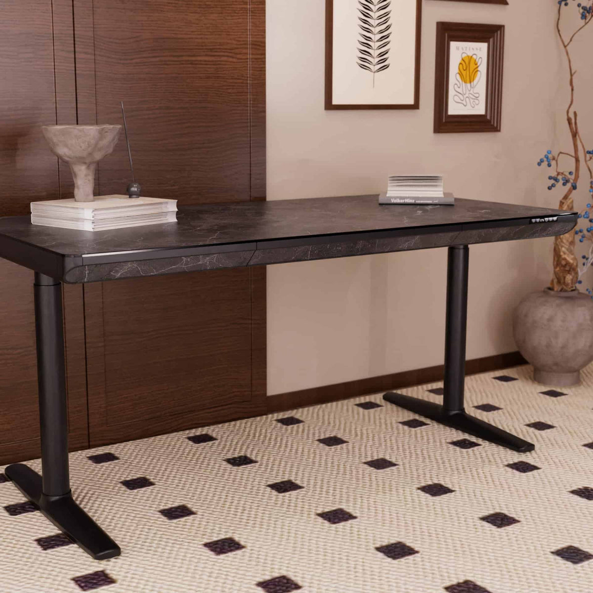 Vero – Verstelbaar Bureau – 160x80cm – Marmer/Zwart