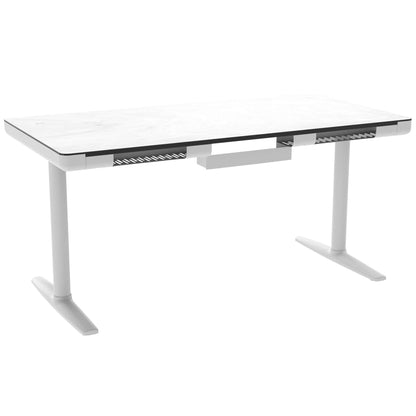 Vero – Verstelbaar Bureau – 160x80cm – Marmer/Wit