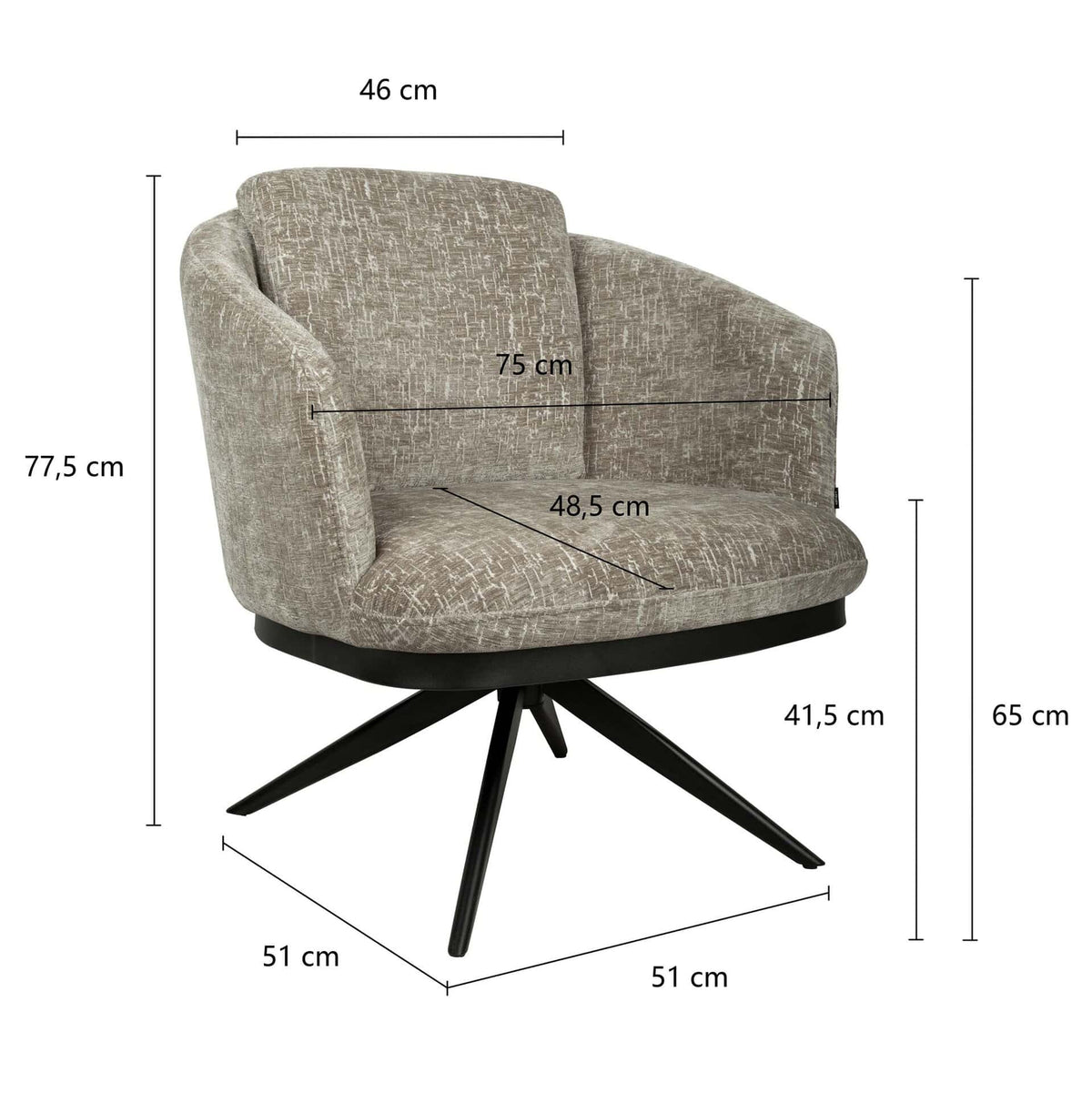 Sierra Lounge Stoel – Draaibaar – Shitake