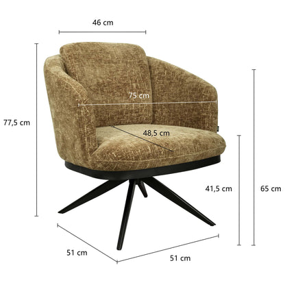 Sierra Lounge Stoel – Draaibaar – Army