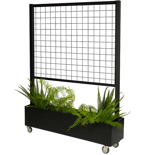 Verrijdbaar Windscherm – Plantenbak – Gaaspaneel – Zwart