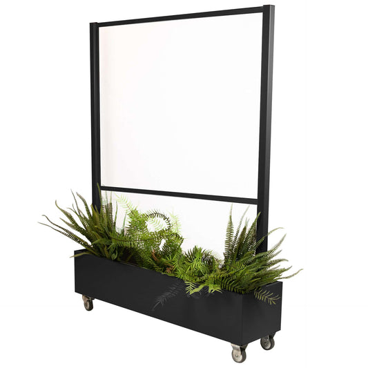 Verrijdbaar Windscherm – Plantenbak – Glas – Zwart