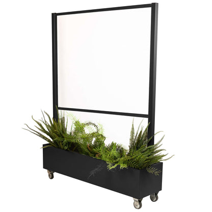 Verrijdbaar Windscherm – Plantenbak – Plexiglas – Zwart