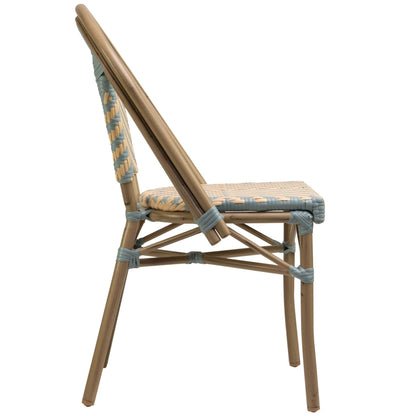 Toby-II Terrasstoel – Bamboo/Beige-Blauw