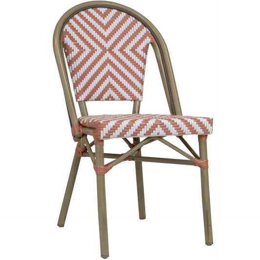 Toby-III Terrasstoel – Bamboo/Koraal-Wit