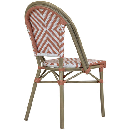 Toby-III Terrasstoel – Bamboo/Koraal-Wit