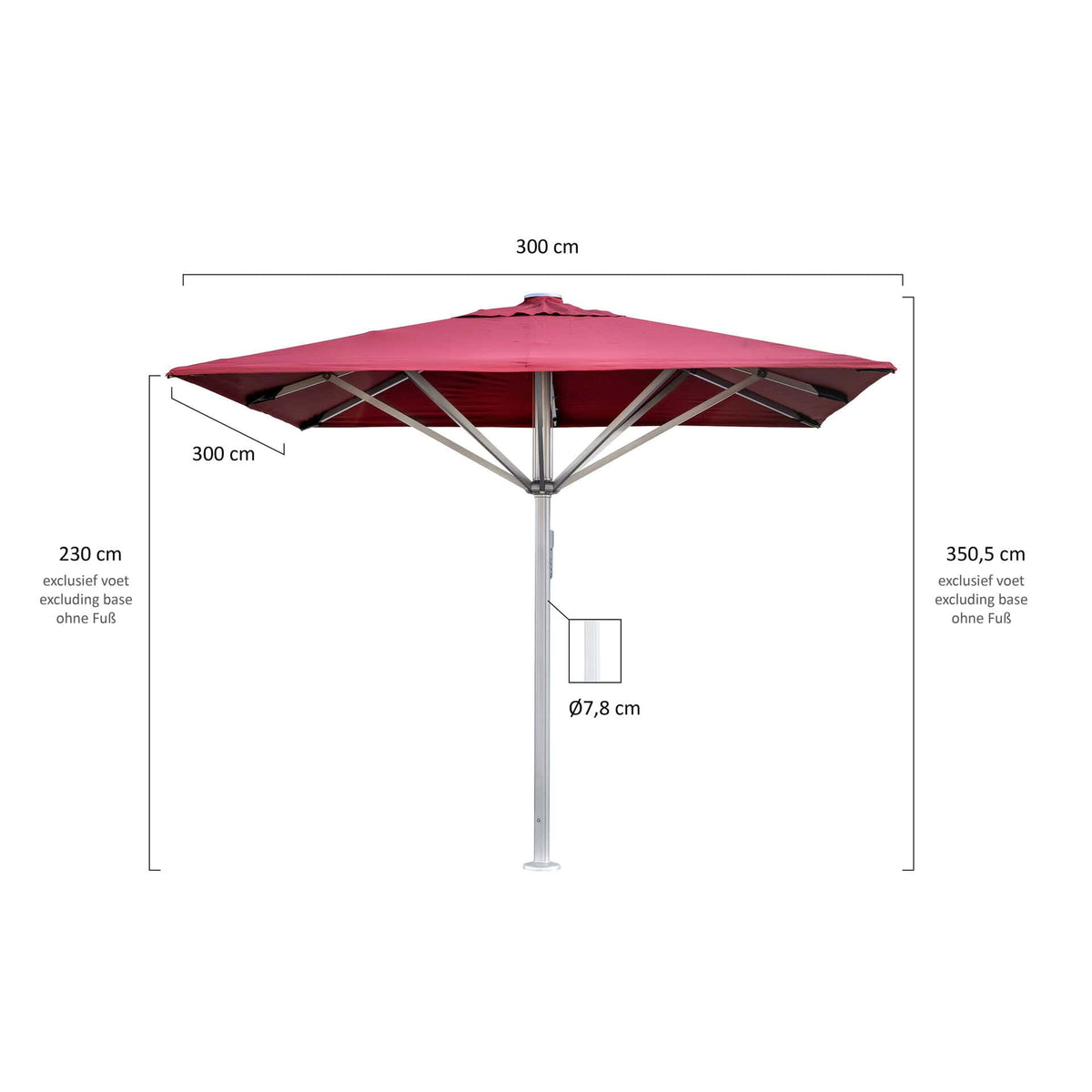 Liva Parasol – 300x300cm – Terra/Platinum