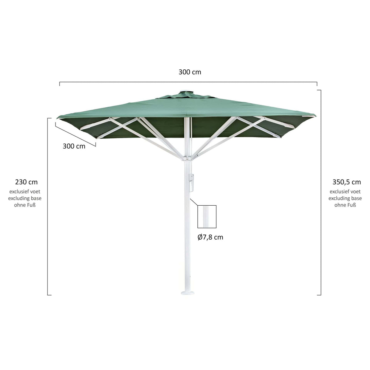 Liva Parasol – 300x300cm – Olive/Wit