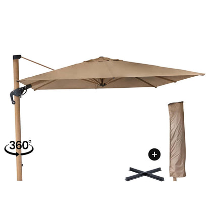 Eifel Parasol – 300x300cm – Taupe/Wood Look