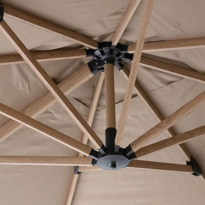 Eifel Parasol – 300x300cm – Taupe/Wood Look