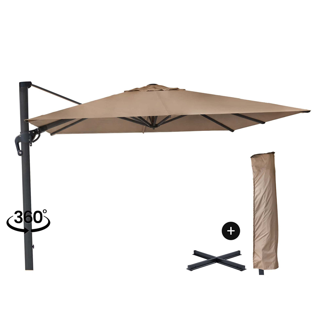 Eifel Parasol – 300x300cm – Taupe/Antraciet