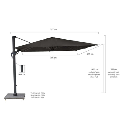 Eifel Parasol – 300x300cm – Zwart/Antraciet