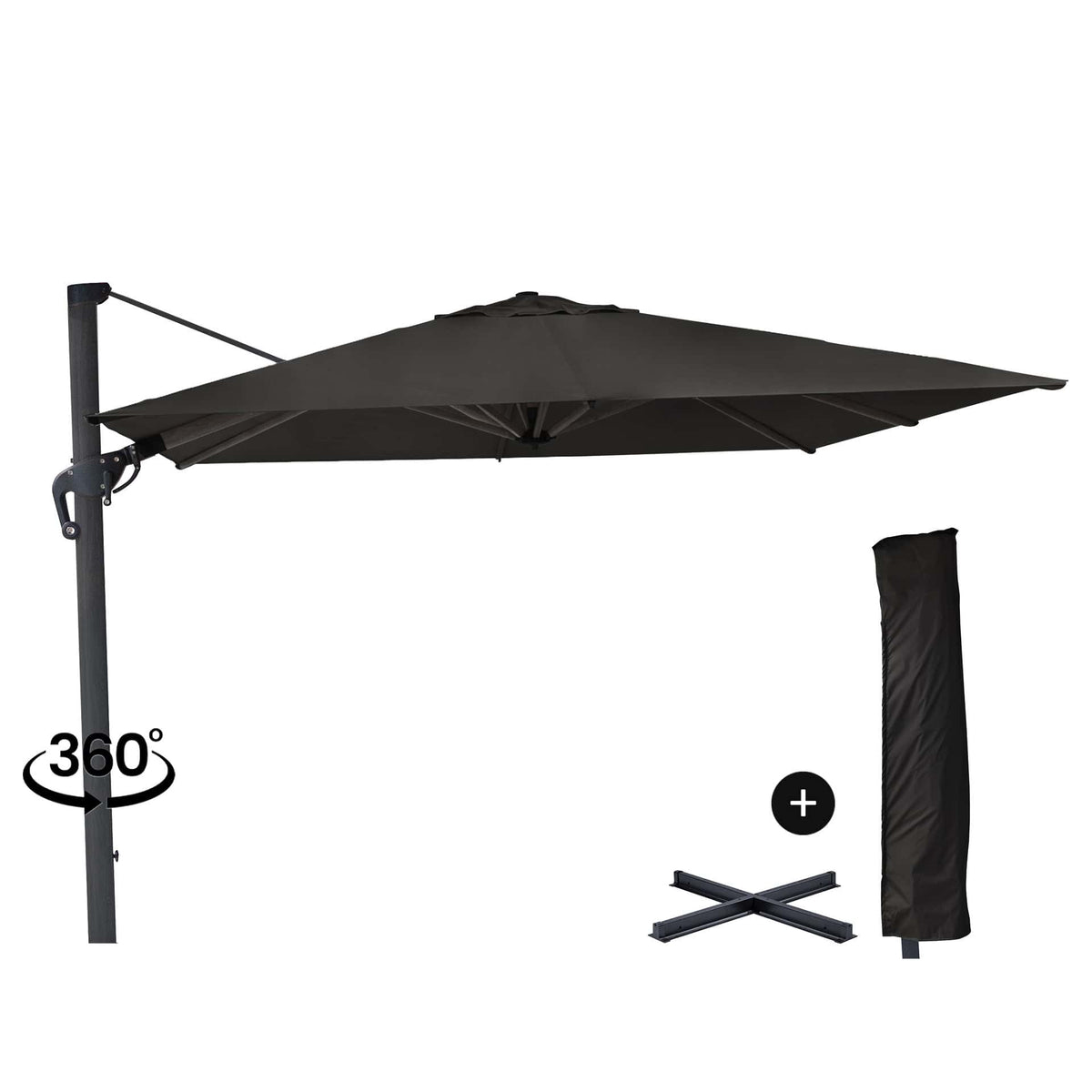 Eifel Parasol – 300x300cm – Zwart/Antraciet