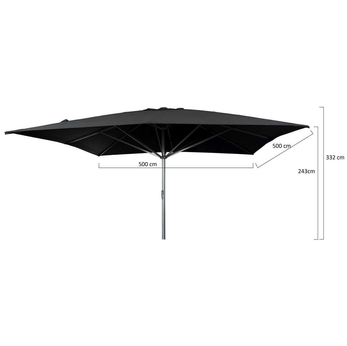 Liva Parasol – 500x500cm – Zwart/Antraciet
