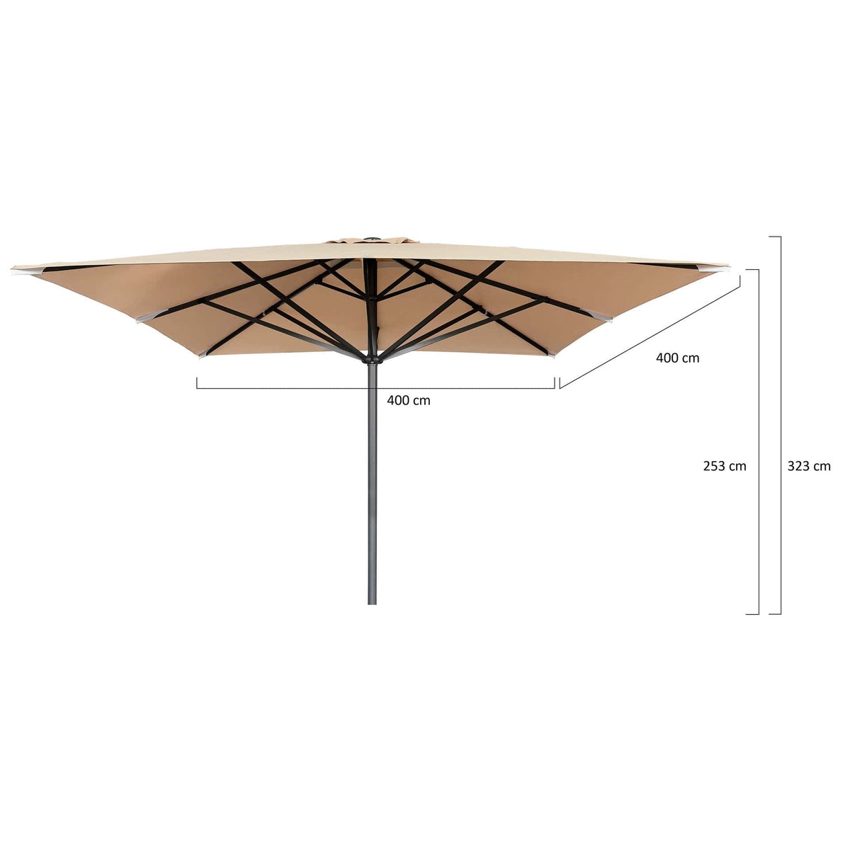 Liva Parasol – 400x400cm – Ecru/Antraciet