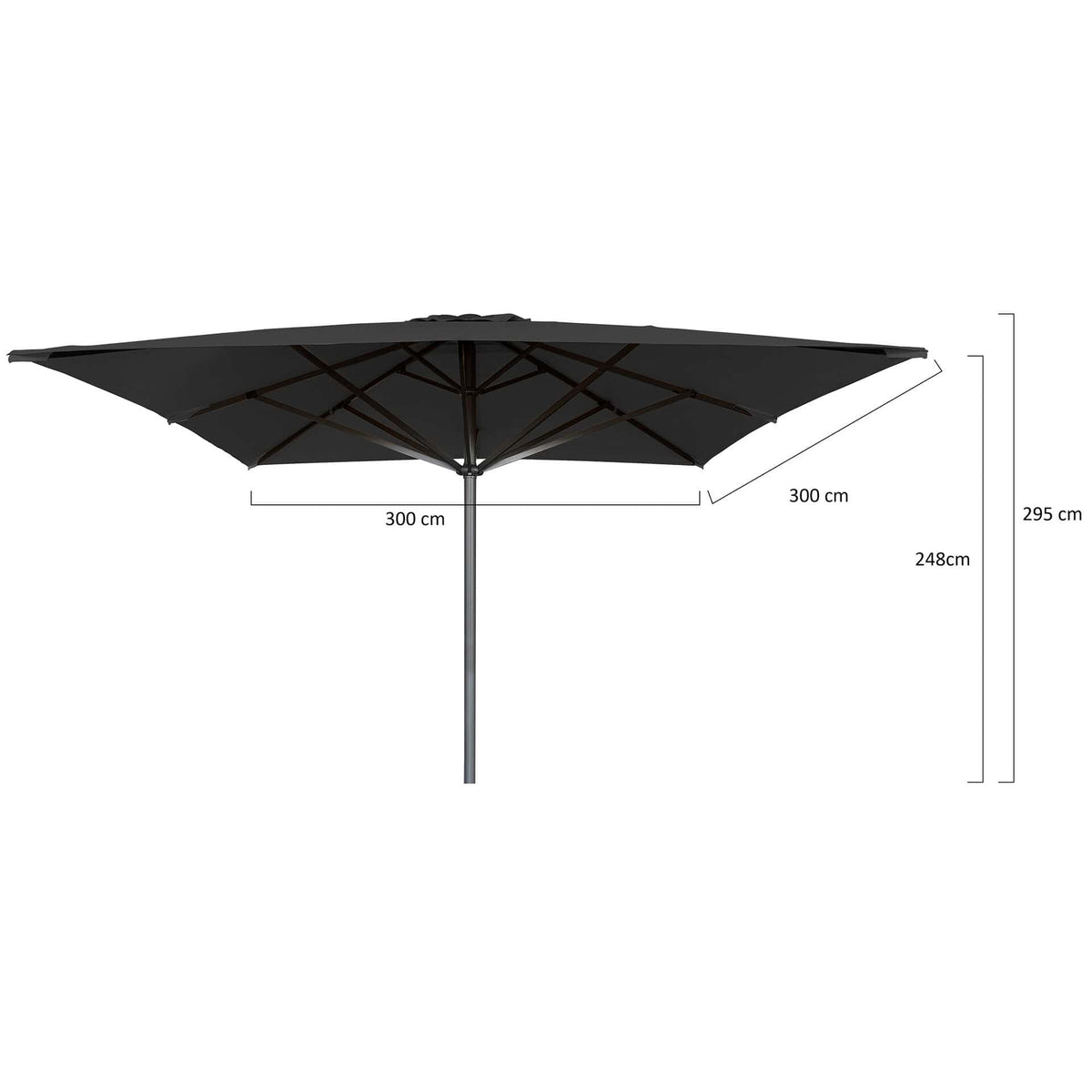 Liva Parasol – 300x300cm – Zwart/Antraciet