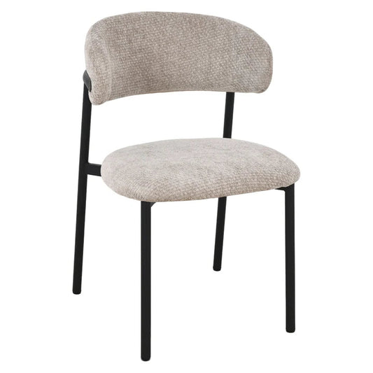 Sora Stoel - Beige Chenille - Zwart