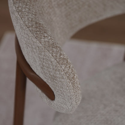 Kiara Eetkamerstoel - Beige Chenille - Walnoot