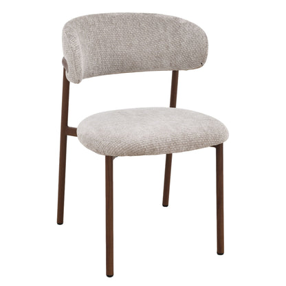 Kiara Eetkamerstoel - Beige Chenille - Walnoot