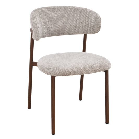 Kiara Eetkamerstoel - Beige Chenille - Walnoot