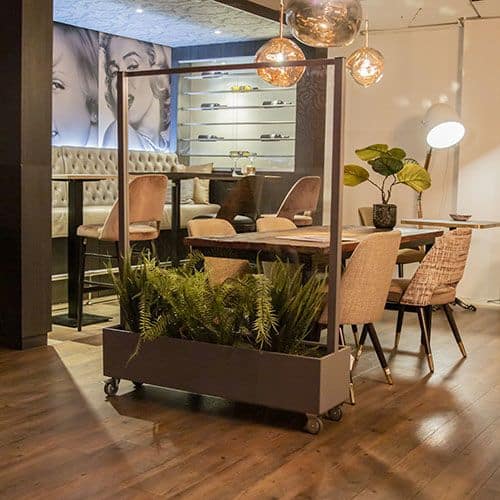 Verrijdbaar Windscherm – Plantenbak – Glas – Zwart