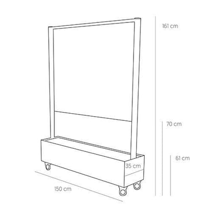 Verrijdbaar windscherm – plantenbak – Plexiglas – Zand