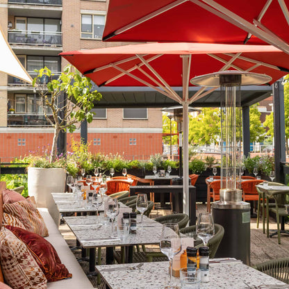 Liva Parasol – 400x400cm – Terra/Wit